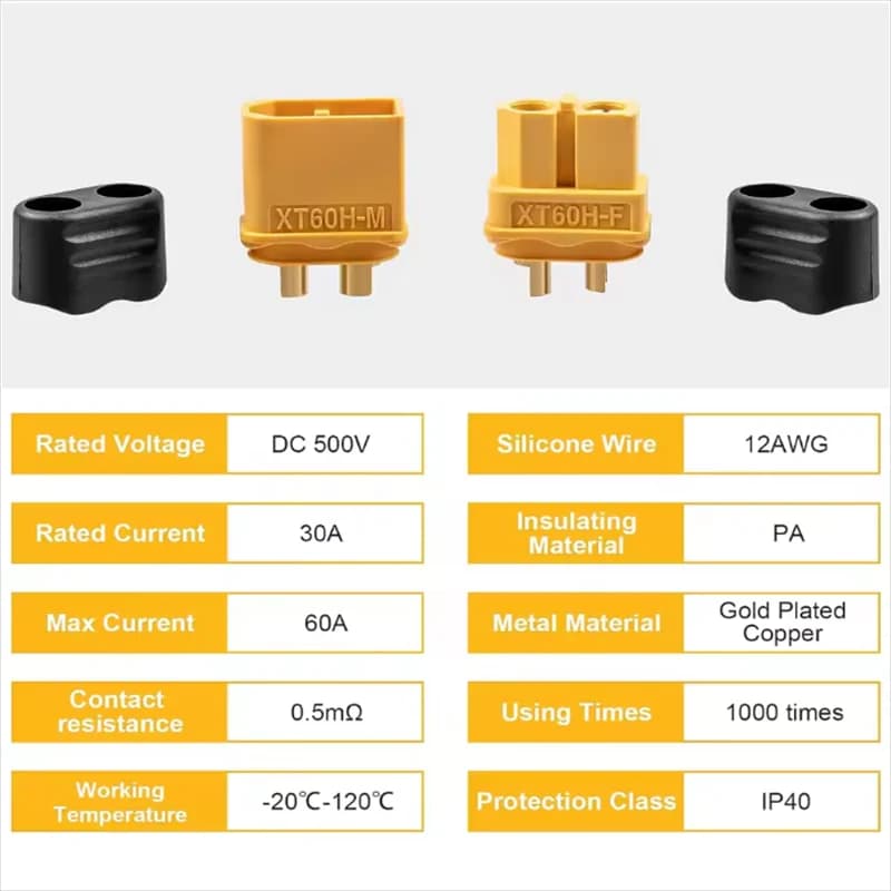 5/10 أزواج موصلات XT60H مع غطاء، أنثى/ذكر، لبطاريات LiPo سيارات وطائرات RC بدون طيار - 6