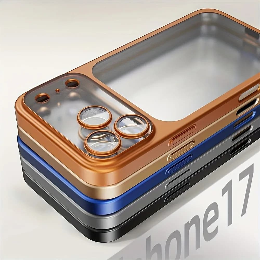 Luxury Plating Color PC Transparent Phone Case For iPhone 17 16 15 14 13 Pro Max Air Lens Protection Matte BackPlate Hard Cover - 6