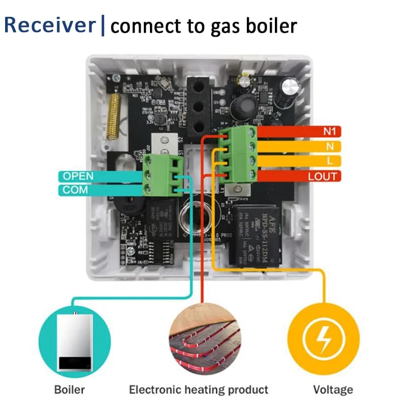 ترموستات لاسلكي RF ذكي واي فاي تدفئة أرضية لغلاية الغاز يعمل بالبطارية تحكم في درجة الحرارة من تيا مستقبل أليكسا وجوجل - 6