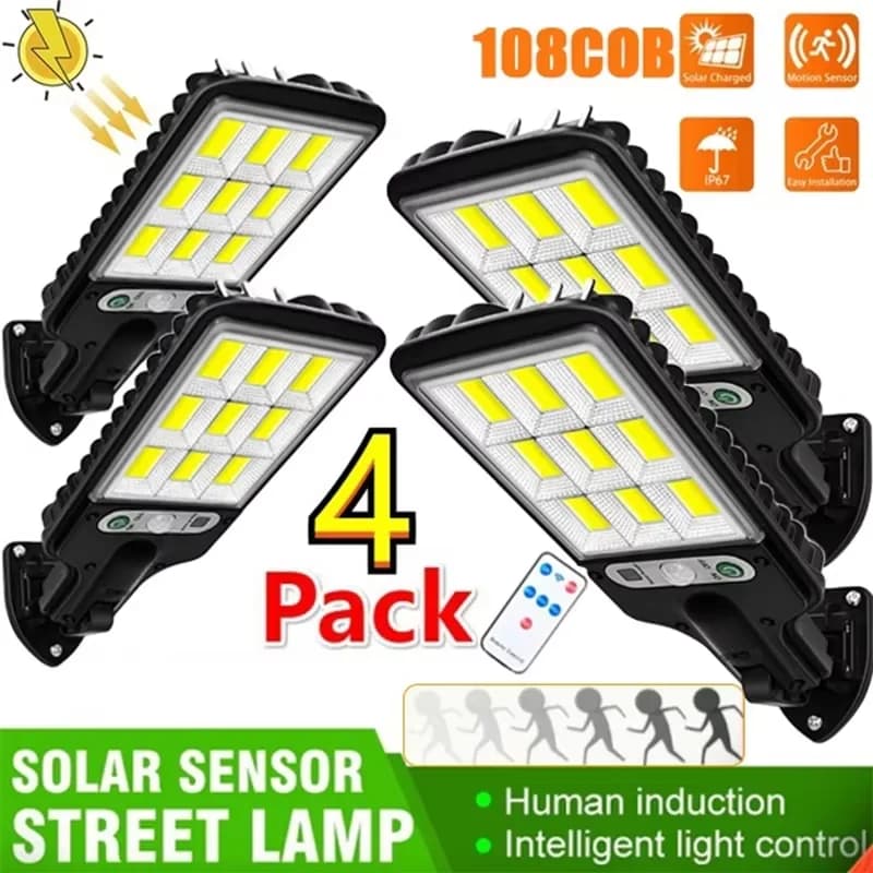 1/2/3/4PCS Solar Lights Outdoor 3 Modes 200COB Waterproof Street Lamp Motion Sensor Security Lighting for Garden Patio Path Yard