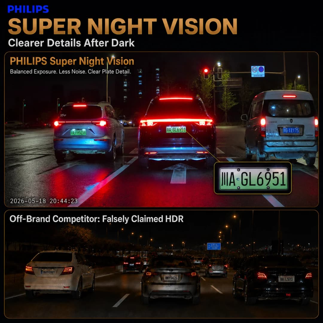 PHILIPS Dash Cam B03 4K+1K+1K HDR 3 Channel Front Cabin Rear 3.16 Inch IPS 2.4G & 5.8G WiFi APP GPS Support 24H Parking Car DVR - 3