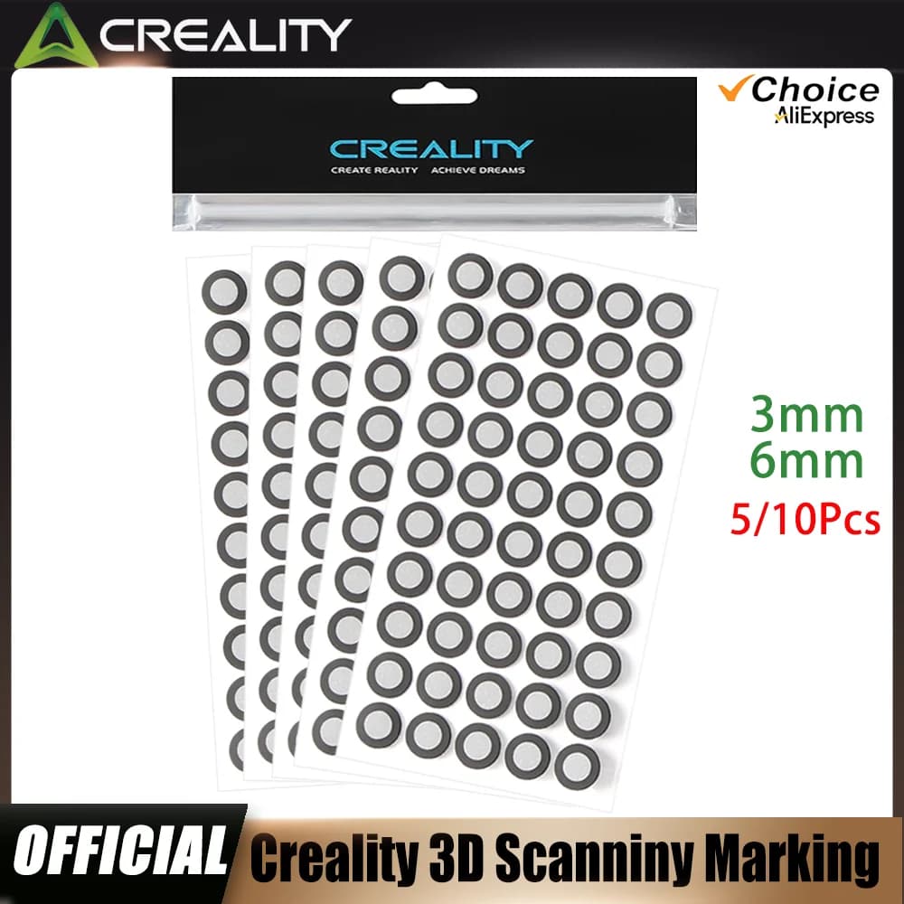 علامات مسح ضوئي رسمية من Creality 3mm (1 ورقة 120 نقطة) و 6mm (1 ورقة 50 نقطة)، علامات انعكاس منتشر لمسح ثلاثي الأبعاد