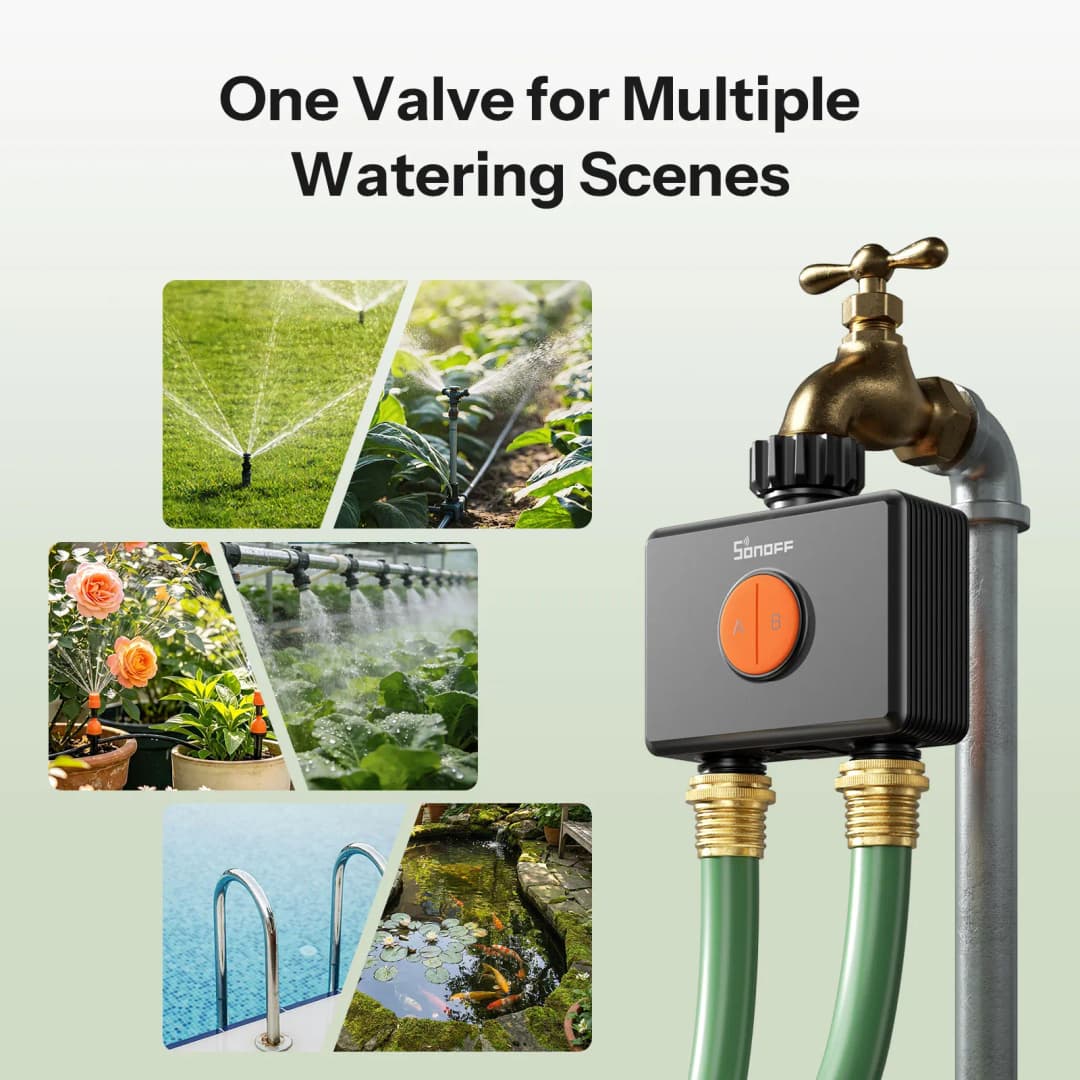 SONOFF Garden Watering Timers 2 Outlet Sprinkler Hydro DUO Dual-Channel Zigbee Smart Water Valve With Flow Meter SWV-ZF2E - 3