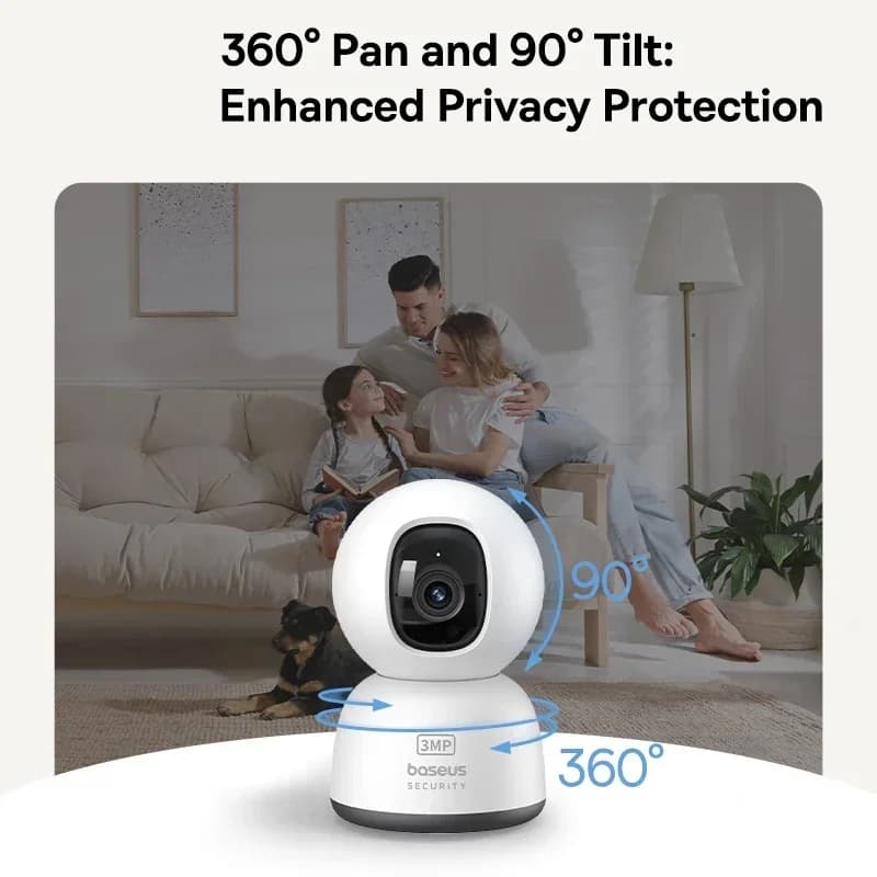 كاميرا Baseus Security P1 Lite الداخلية بدقة 2K و3 ميجابكسل، كاميرا ذكية صغيرة بتدوير وتوجيه مع واي فاي وأمان منزلي لاسلكي بدقة Full HD وتتبع تلقائي بالذكاء الاصطناعي - 5