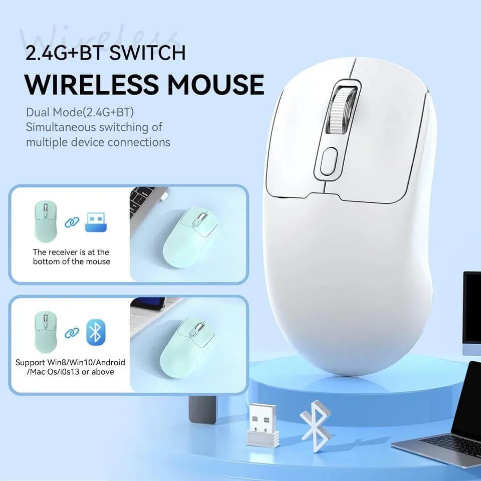 Bluetooth 5.4 Mouse 2.4G Wireless Mouse Dual Mode Slient Mouse Rechargeable Gaming Mouse Mice for PC Computer Laptop Macbook - 2