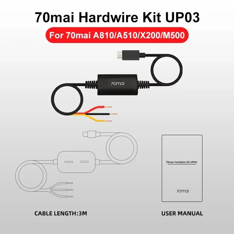 الأصلي 70mai كابل مراقبة وقوف السيارات UP03 لمجموعة توصيل 70mai A810 A510 X800 X200 Omni M500 مراقبة وقوف السيارات 24 ساعة - 2