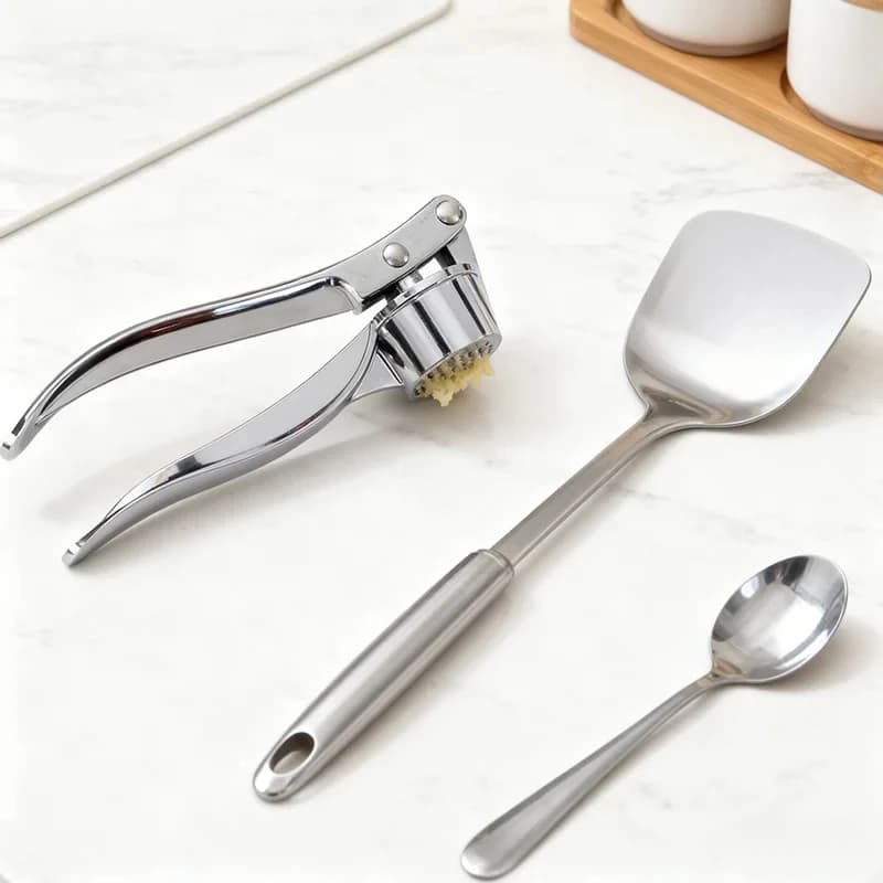 Stainless Steel Manual Garlic Press for Home Kitchen Multi-Function Garlic Grinder Tool for Cooking - 4