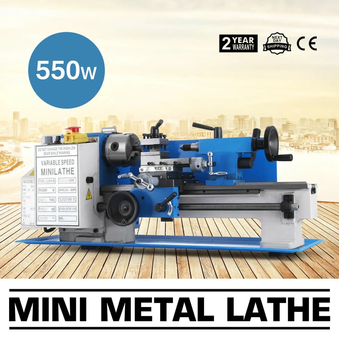 مخرطة معدنية صغيرة VEVOR مقاس 7"x12" لتشغيل المعادن والخشب مع تروس ومحرك طحن بسرعة 2250 دورة في الدقيقة