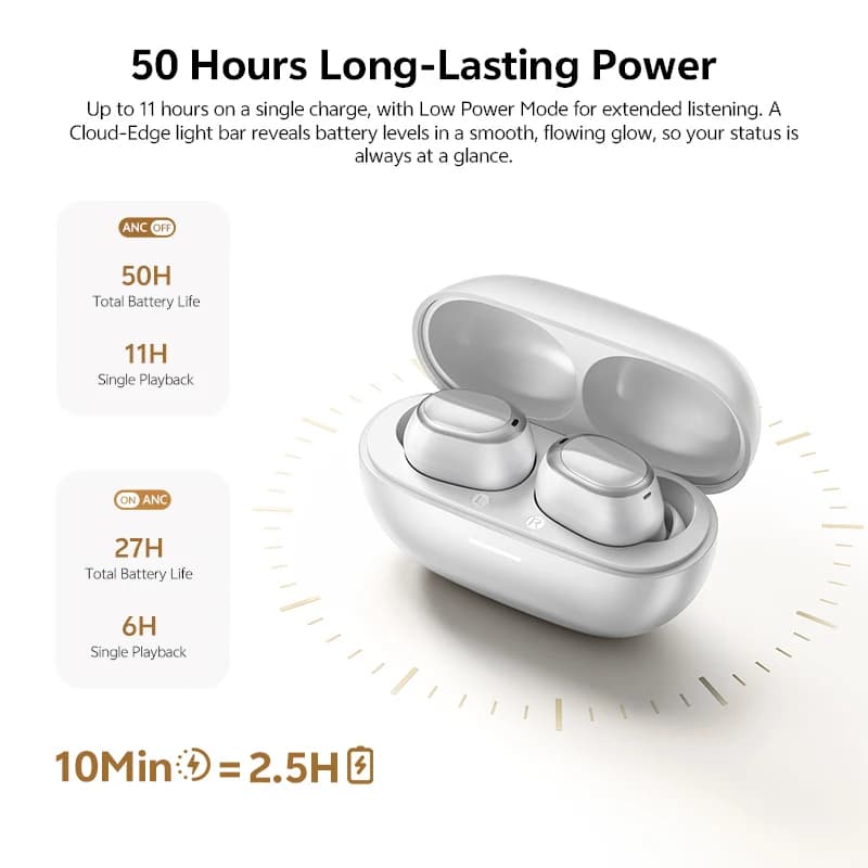 سماعات أذن لاسلكية QCY MeloBuds A30، إلغاء ضوضاء متكيف 60dB، 8 ميكروفونات، اتصال بـ 3 أجهزة، بلوتوث، تقنية LDAC، سماعات Hi-Res - 6