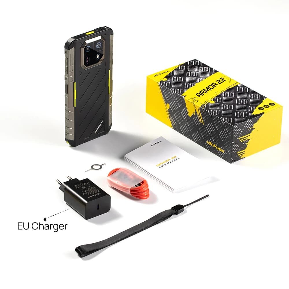 هاتف Ulefone Armor 22 المتين، 16 جيجابايت (8 جيجابايت + 8 جيجابايت) رام، 128 جيجابايت/256 جيجابايت روم، أندرويد 14، NFC، كاميرا 64 ميجابكسل للرؤية الليلية، هاتف محمول 4G - 6