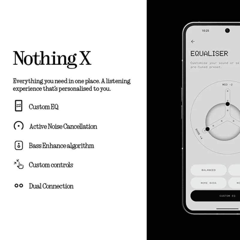 سماعات Nothing Ear (a) بلوتوث إصدار عالمي، إلغاء ضوضاء نشط 45dB، تشغيل حتى 42.5 ساعة مع دعم AAC SBC LDAC - 6