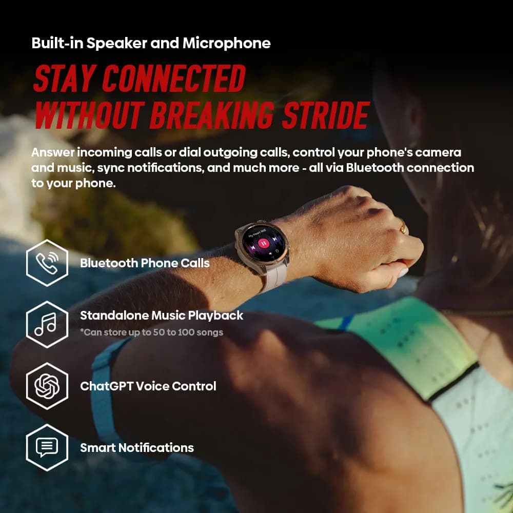 ساعة Zeblaze Stratos 4 Pro الذكية بنظام GPS، شاشة AMOLED مقاس 1.43 بوصة، كشاف مزدوج اللون، تخزين الموسيقى، أكثر من 170 وضع تمرين - 5