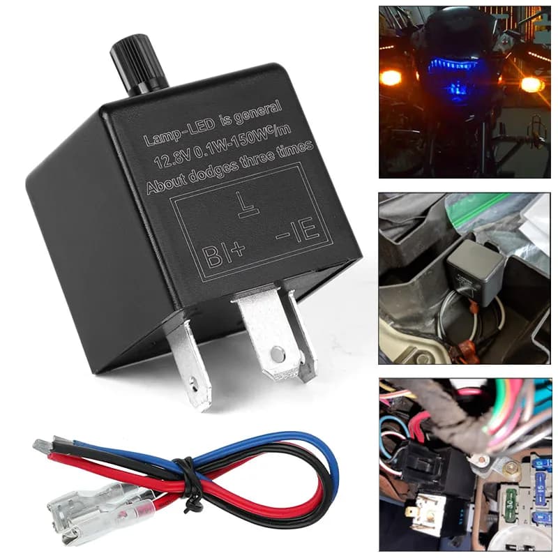 مرحل وميض LED عالمي 12V 3 دبابيس للسيارات والدراجات النارية إشارة دوران قابلة للتعديل إشارة وميض دراجة نارية مرحل مؤشر