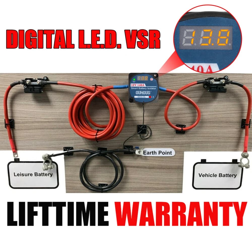 فيفر كيت تقسيم الشحن 12V كيت عازل بطارية تلقائي 12V AMP VSR 110Amp للسيارة الشاحنة الكارافان الكامبير اليخت القوارب - 5