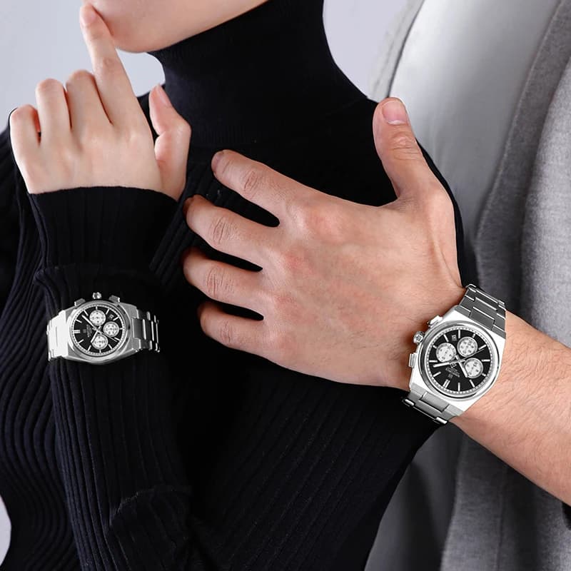 ساعة NAVIFORCE Trend من الفولاذ المقاوم للصدأ للزوجين، كوارتز مع عرض التاريخ، كرونوغراف للعشاق، مقاومة للماء، ساعة يد عصرية - 3