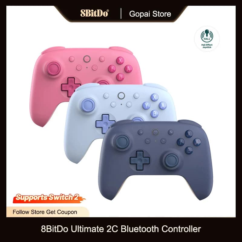 8BitDo وحدة تحكم بلوتوث Ultimate 2C جديدة مع عصا تحكم هول لملحقات جيمباد Nintendo Switch 2 Lite OLED