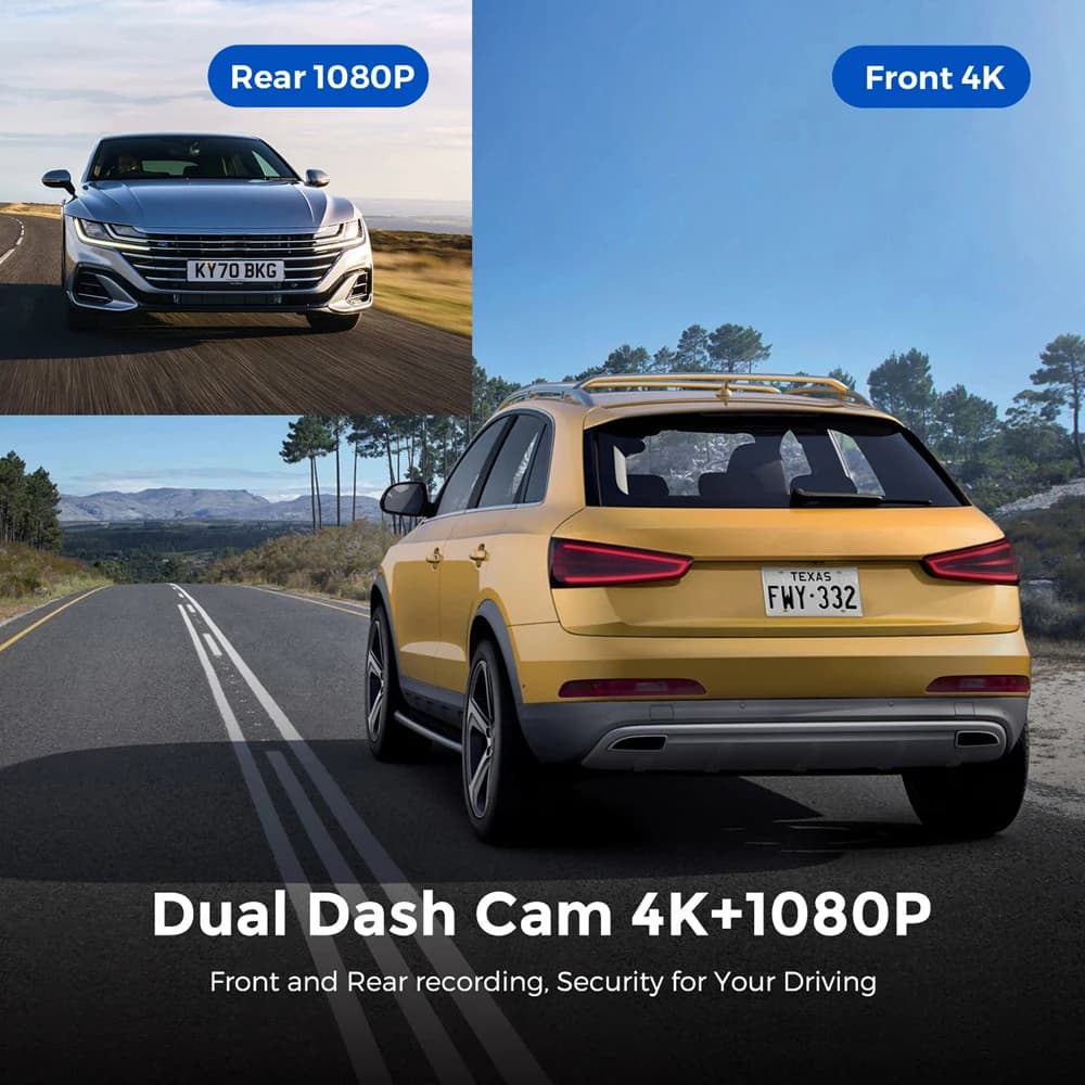 UHD 4K WiFi Dash Cam Dual Lens Driving Recorder Car DVR Optional 1080P Rear Lens Camera GPS 24H Parking Monitoring Black Box - 2
