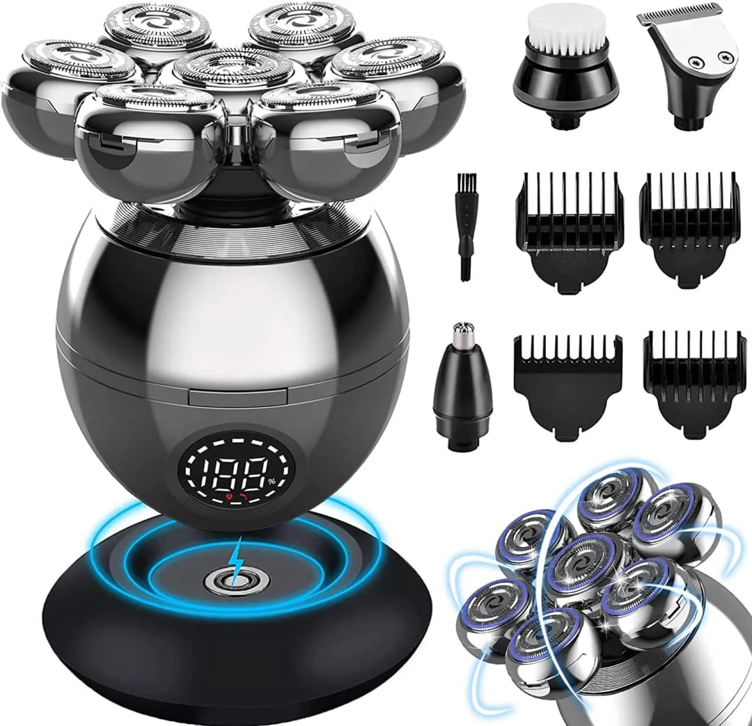 ماكينة حلاقة كهربائية Tinsol 7D رأس عائم قاعدة شحن محمولة ماكينة تشذيب لحية للرجال ماكينة حلاقة رأس مائية مقاومة للماء