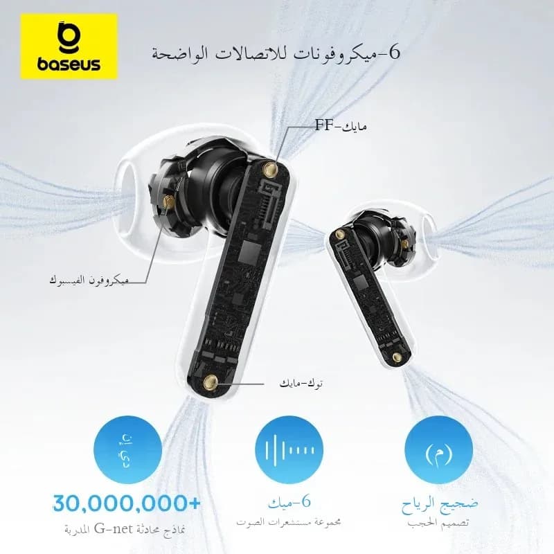 Baseus Bass BS1 NC -40dB Realtime Adaptive ANC Wireless Earbuds Bluetooth 6.0 Semi-Open Earphones LDAC Hi-Res Audio 6-Mic AI ENC - 3
