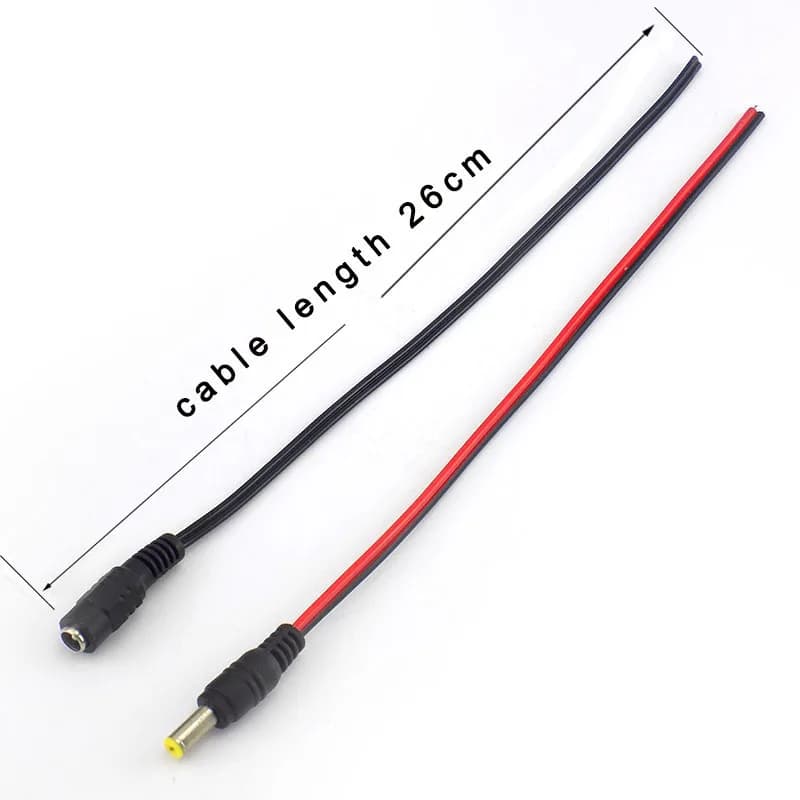 موصلات تمديد 12V DC ذكر أنثى جاك كابل محول قابس إمداد طاقة 5.5x2.1mm شريط LED ضوء كاميرا CCTV بطول 26 سم - 2