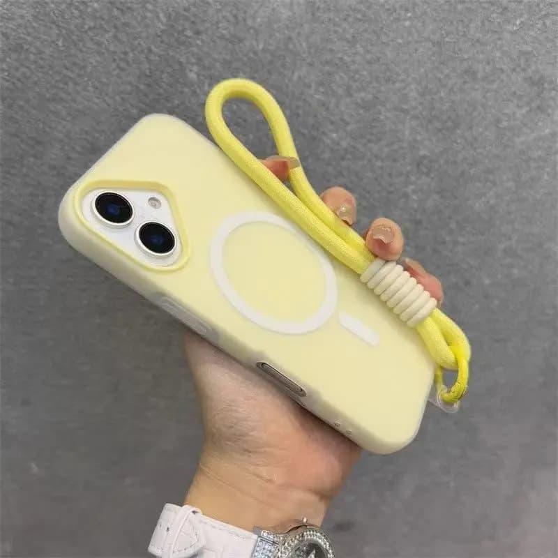 for Magsafe Candy Contrast Lanyard Magneti Case for iPhone 17 16 15 Pro Max 14 Plus 11 12 13 17 Air Hand Wrist Strap Matte Cover - 3