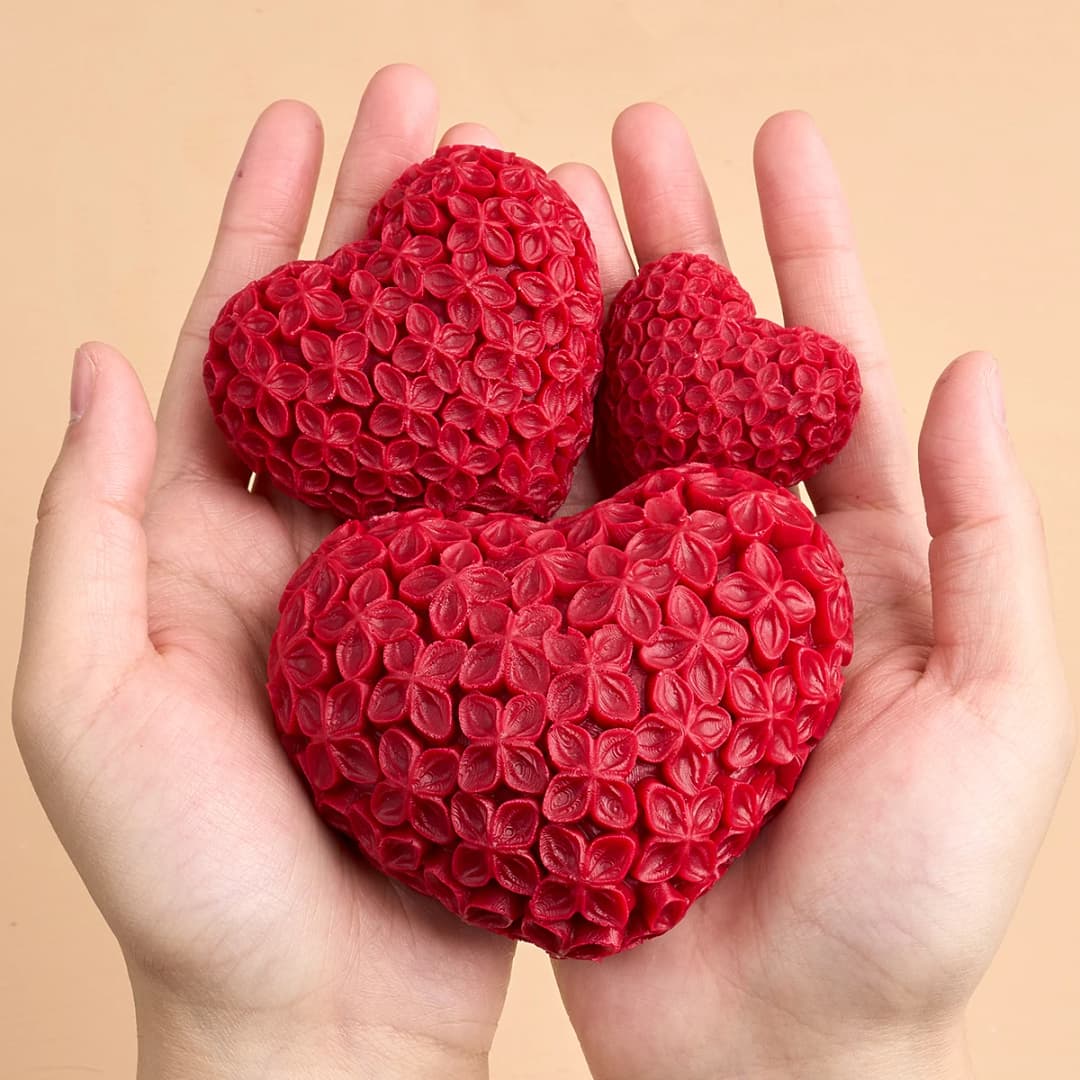 3D Love Flower Silicone Candle Mold DIY Valentine's Day Heart Scented Soap Molds Plaster Resin Chocolate Baking Making Kit - 3