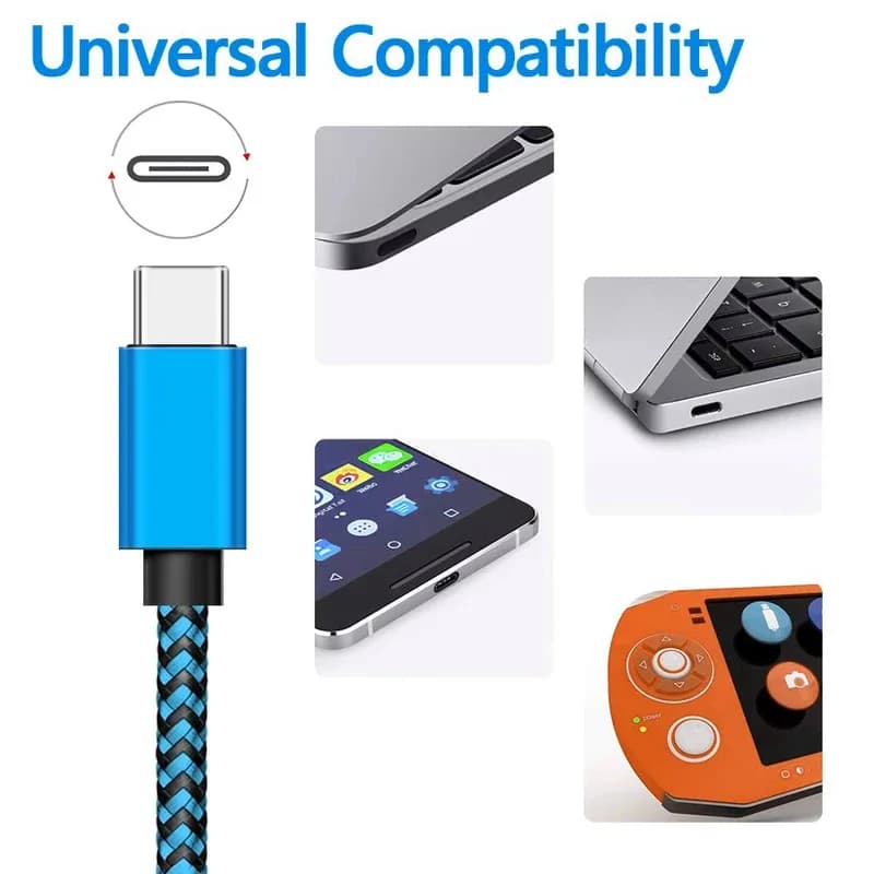 سلك نايلون مضفر من النوع C بمنفذ USB للهاتف المحمول ، كابل شاحن ، شحن سريع ، تاريخ ، مزامنة ، سامسنج ، هواوي ، أندرويد ، 1 م ، 2 م ، 3 م ، 2.4 أ - 6
