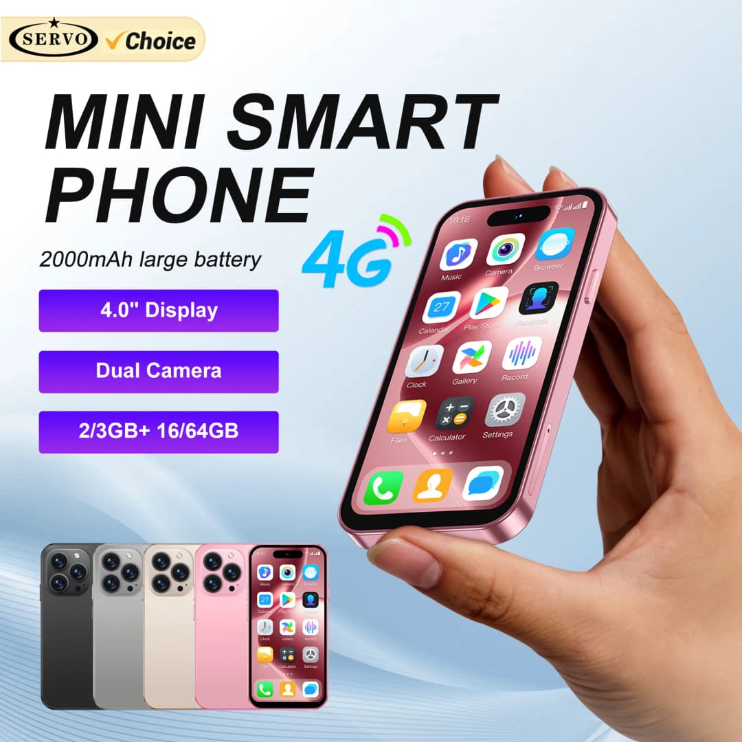 هاتف سيرفو S16 ميني 4G LTE صغير وأنيق، نظام أندرويد 12.0، 2/3 جيجابايت رام، 16/64 جيجابايت روم، متجر جوجل بلاي، شاشة 4.0 بوصة، هواتف صغيرة للجيب