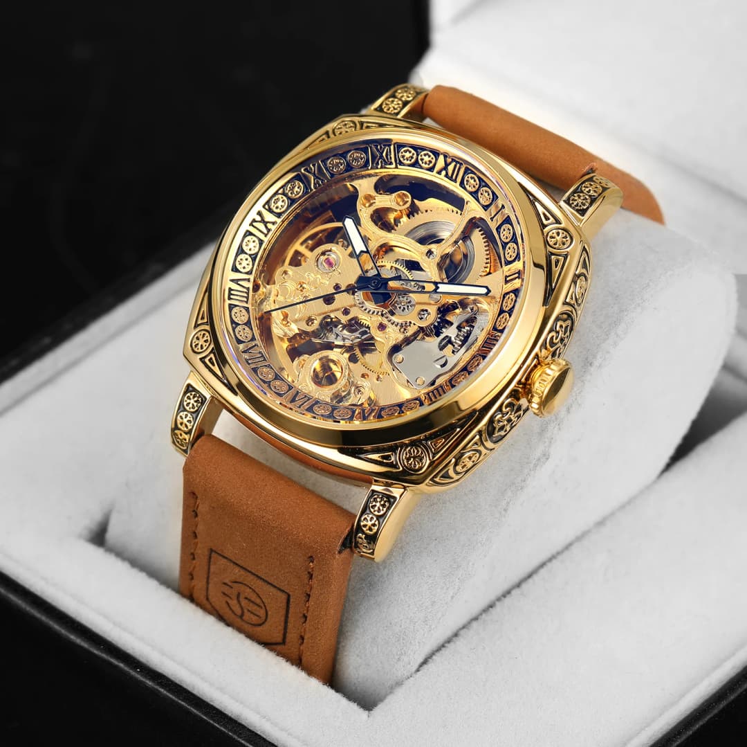 Forsining Royal Retro Skeleton Automatic Mechanical Watch for Men Leather Strap Business Casual Mens Watches Top Brand Gifts New - 4