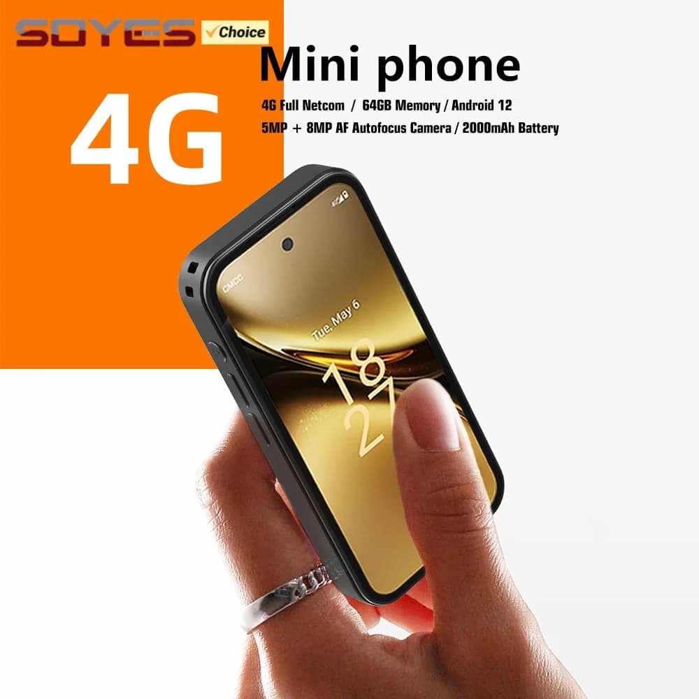 هاتف SOYES Q333 ميني الذكي 4G بشاشة 3.97 بوصة HD ومعالج MT6762 وذاكرة وصول عشوائي 4 جيجابايت وذاكرة تخزين 64 جيجابايت وكاميرا 8 ميجابكسل وبطاقتي SIM ونظام أندرويد 12.0 وتعرف على الوجه
