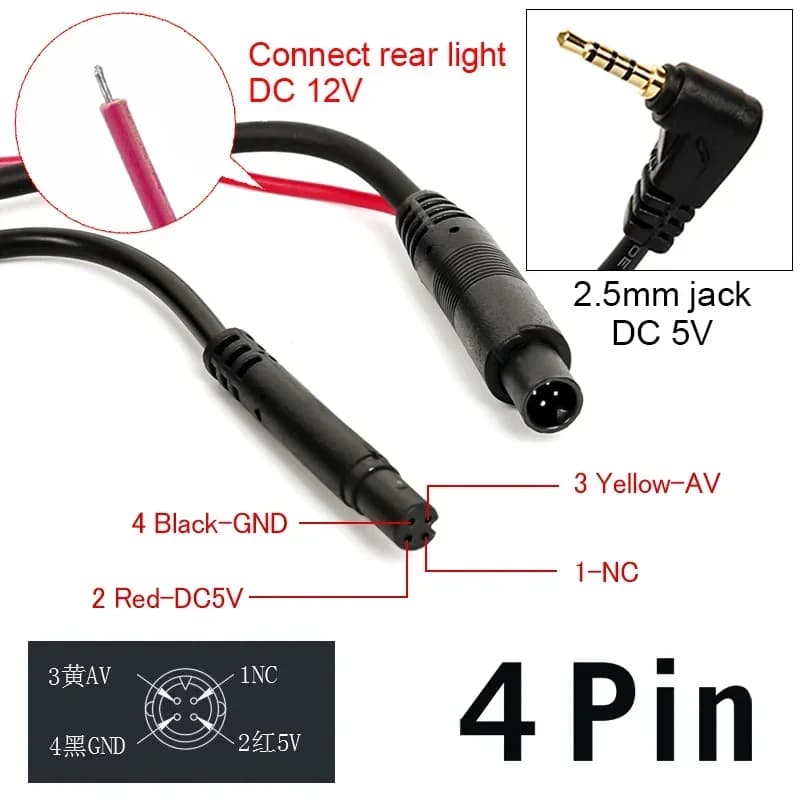 1080P AHD Car Rear View Camera with 4 pin for Car DVR Car Mirror Dashcam Waterproof 2.5mm Jack Rear Camera Camera No Universal - 2