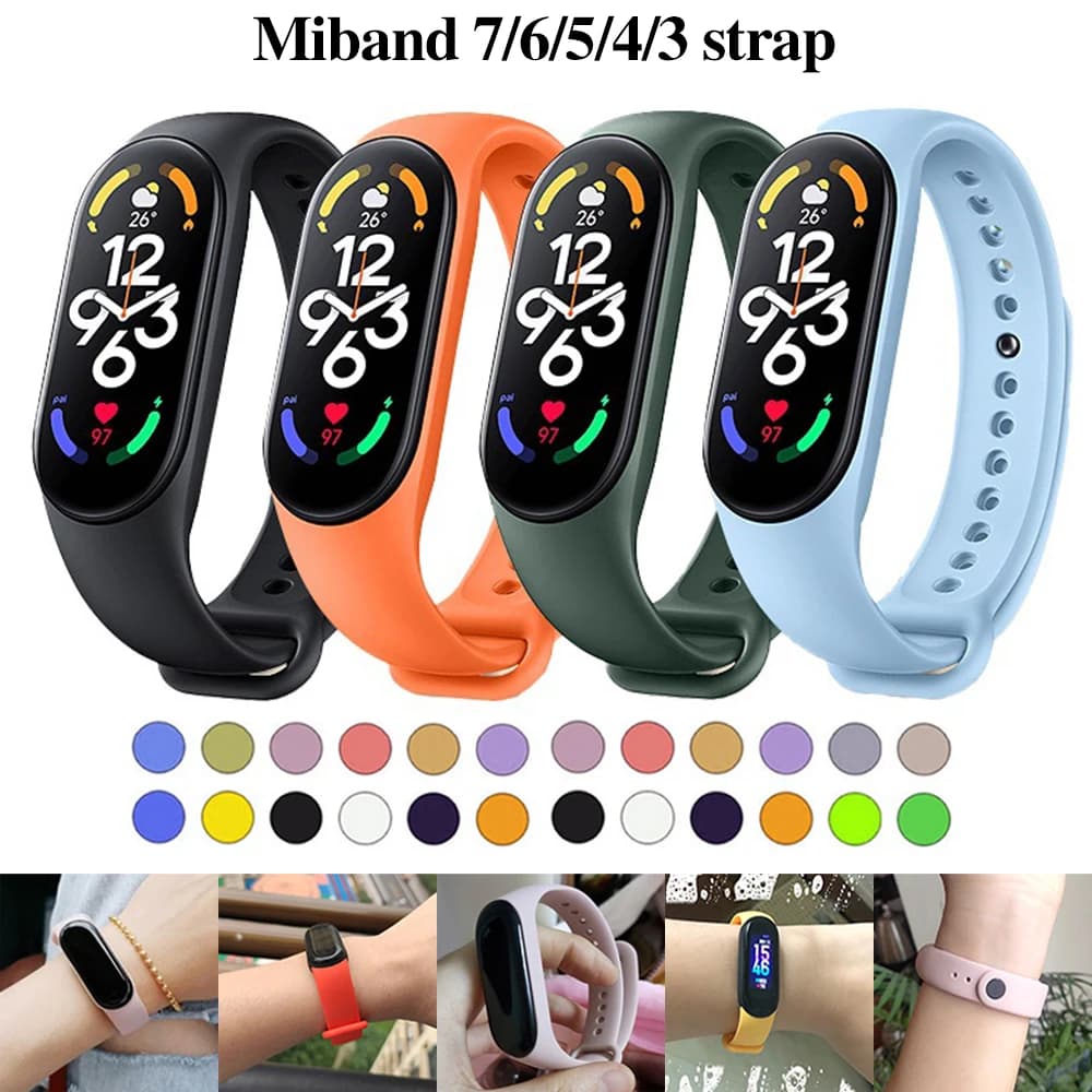 حزام رياضي لشاومي Mi Band 7، سوار معصم Miband 5 و6 NFC، بديل نبضي، سيليكون، حزام Mi Band 8 و7 و6 و3 و4 و5