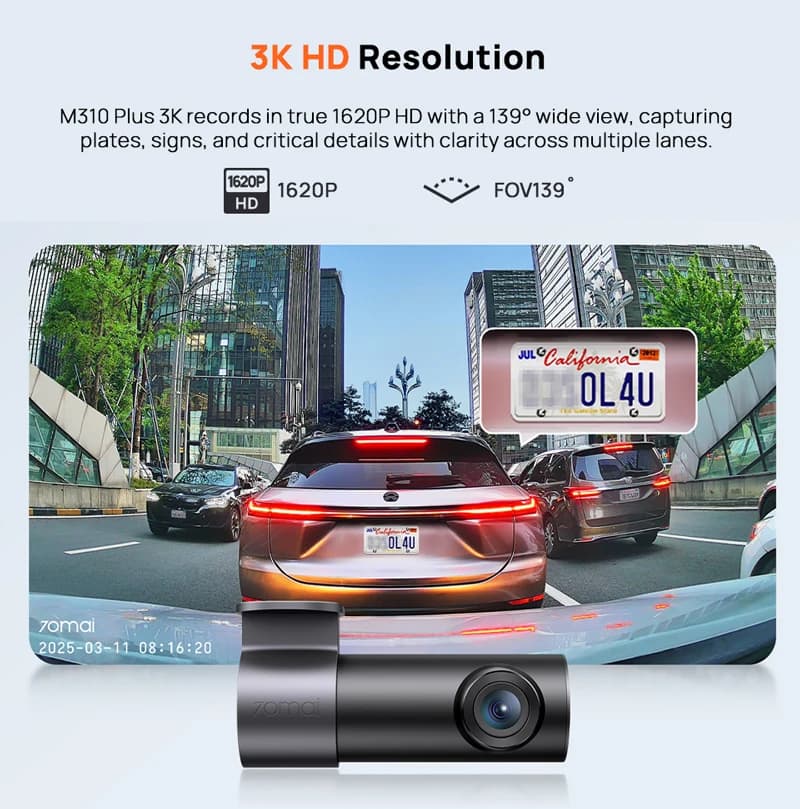 New 70mai Dash Cam M310 Plus 3K 1620P WDR Voice Control 139°FOV Car DVR 70mai M310 Plus 3K Car Recorder Parking Monitor - 2