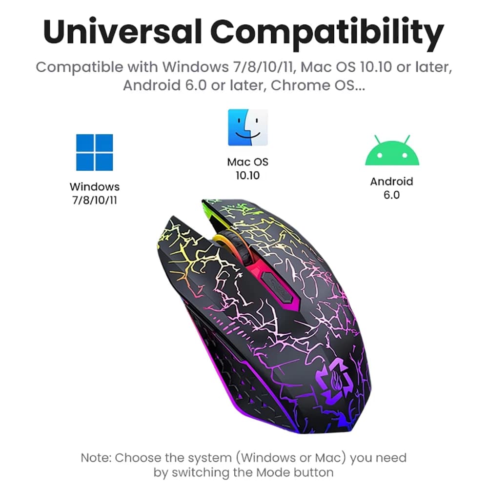 ماوس لاسلكي بلوتوث 5.2 ماوس ألعاب RGB ماوس صامت ماوس قابل لإعادة الشحن 800-1200-1600 DPI ماوس للكمبيوتر المحمول ماك بوك - 6