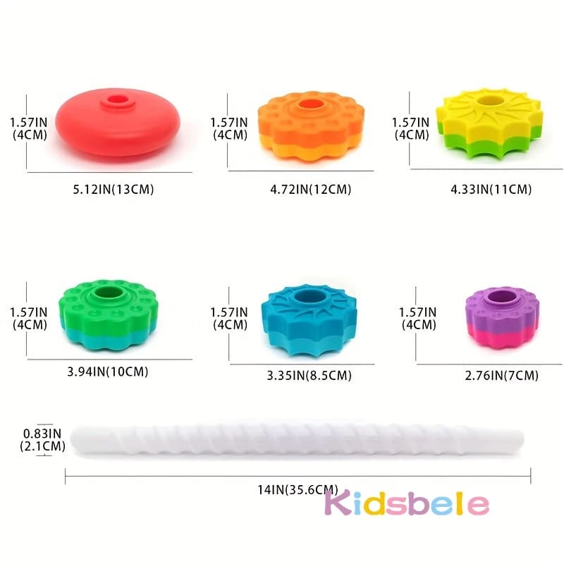 Rotated Rainbow Spinning Stacking Toys Baby Early Education Puzzle Development Intelligence Ring Toy For Kids Boys Wheel For Kid - 6