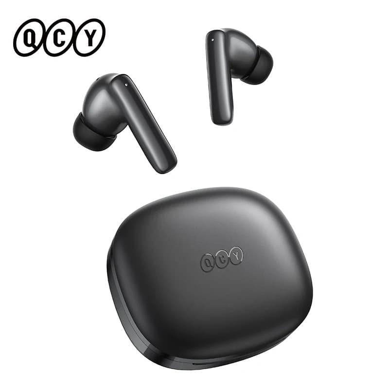سماعات QCY T13 Pro مع إلغاء الضوضاء التكيفي -50dB، بلوتوث 6.0، اتصال متعدد النقاط، 6 ميكروفونات، وضع الشفافية، عمر بطارية 47 ساعة