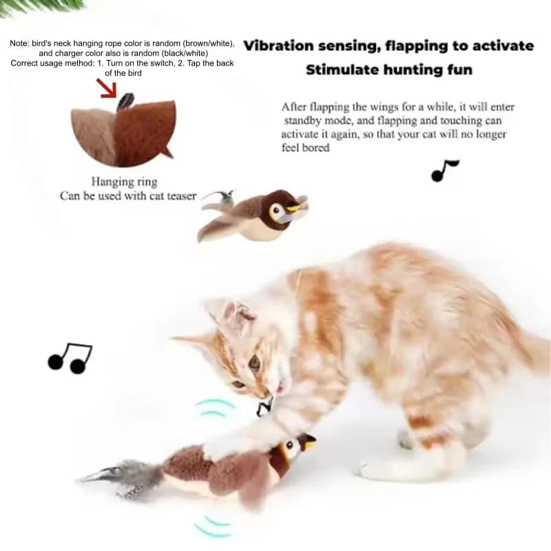 Hot Simulated Bird Cat Toy Interactive Toys Dog Rechargeable Chirping Flapping Bird(no Flying) Touch Activated Plush Pet Toy - 4
