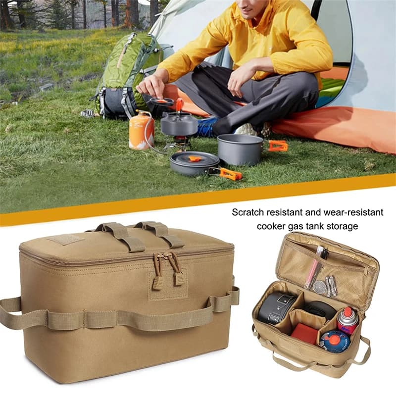 Outdoor Camping Gas Tank Storage Bag Large Capacity Ground Nail Tool Bag Gas Canister Picnic Cookware Utensils Kit Bag - 2