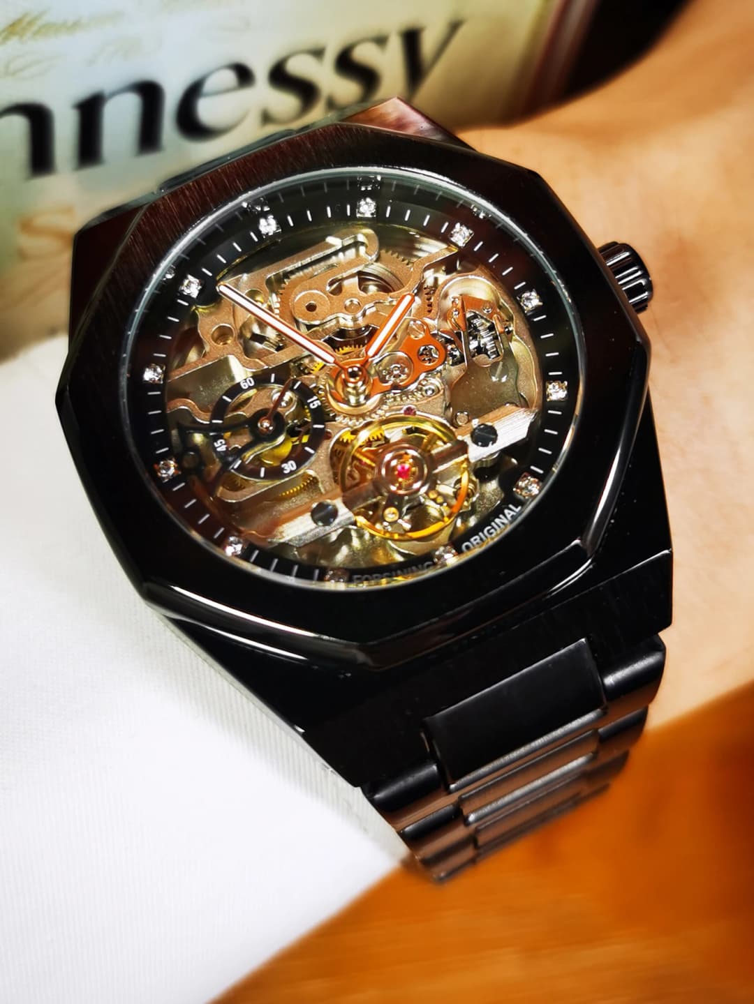 Forsining Casual Automatic Mechanical Watch for Men Luminous Hands Stainless Steel Strap Fashion Luxury Skeleton Mens Watches - 6