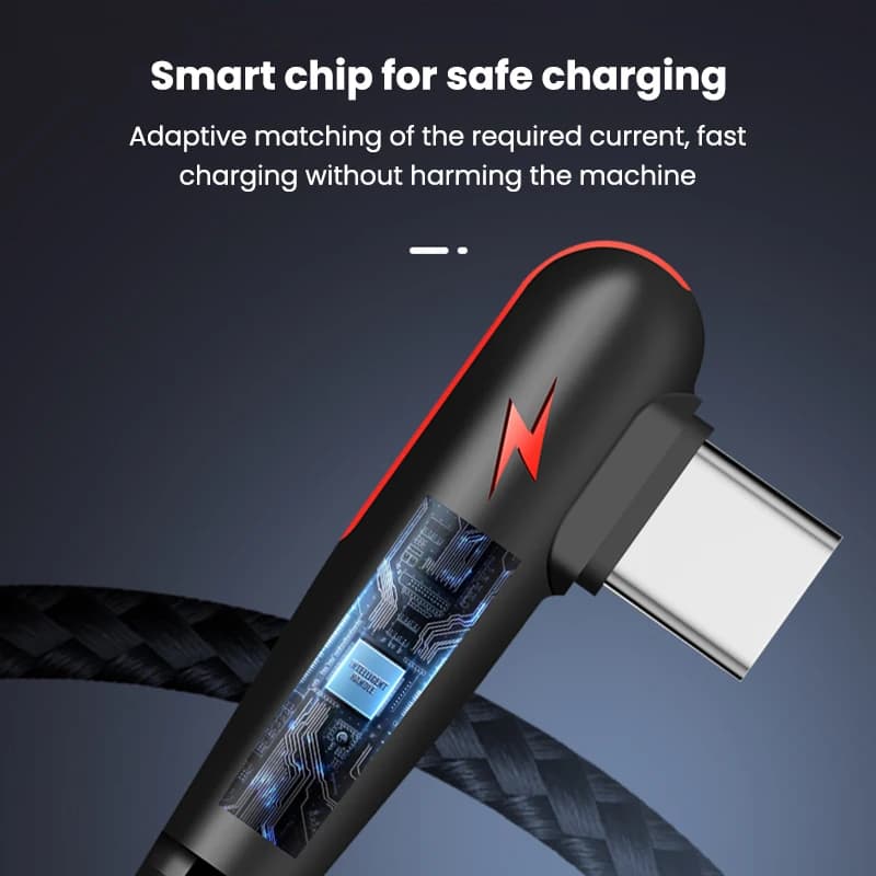 120W USB To Type-C Cable 90 Degree Elbow Mobile Phone Fast Charging For Huawei Mate 40 30 Xiaomi Samsung Phone Charging Cord - 6