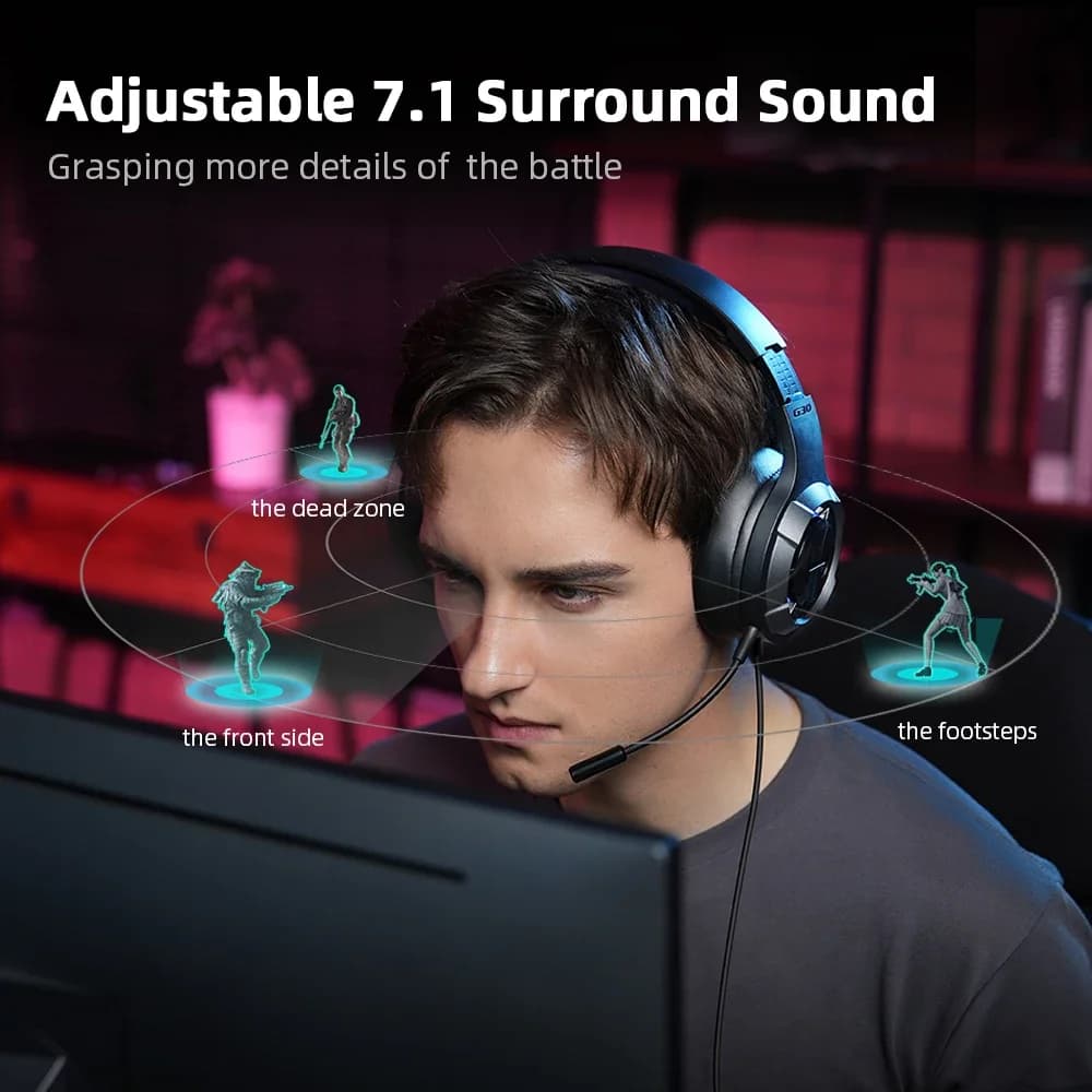 سماعات رأس هيكات من إديفاير G30 II للألعاب 7.1 صوت محيطي USB سلكية مع ميكروفون للكمبيوتر PS4 PS5 اكس بوكس - 2
