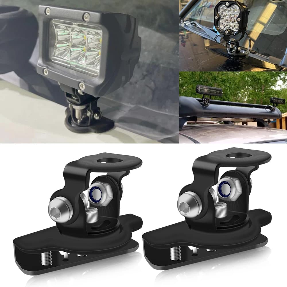 حامل تثبيت ضوء عمل LED عالمي 2 قطعة، حامل تثبيت شريط إضاءة LED للغطاء، حامل مصباح ضباب لسيارات الجيب والشاحنات والسيارات الرياضية متعددة الاستخدامات المخصصة للطرق الوعرة