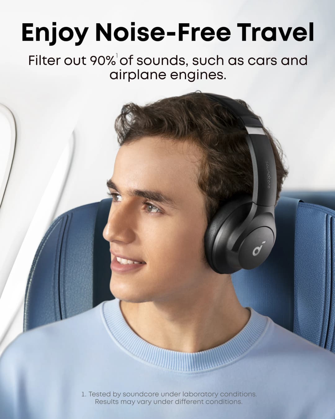 سماعات رأس Soundcore by Anker Q20i هايبرد إلغاء الضوضاء نشط، بلوتوث لاسلكي فوق الأذن، 40 ساعة تشغيل ANC، صوت عالي الدقة - 2