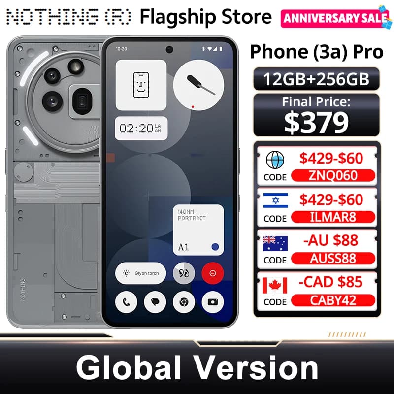 Global Version NEW Nothing Phone (3a) Pro Smartphone Snapdragon 7s Gen 3 NFC IP64 6.77” Flexible AMOLED Diaplay 50W