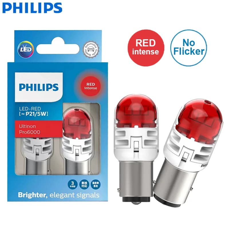 مصابيح إشارات الدوران والتوقف Philips Ultinon Pro6000 LED P21/5W 1157 S25، اتصالين، أحمر وأبيض، بدون وميض أو أخطاء، 2 قطعة - 3
