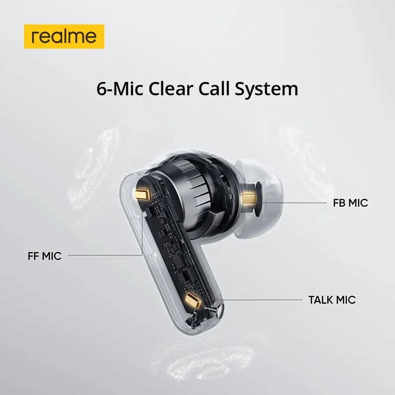سماعات أذن realme Buds T500 Pro TWS مع إلغاء ضوضاء 50 ديسيبل وحتى 56 ساعة من التشغيل وبلوتوث 6.1 وIP55 ومشغل باس 12.4 ملم - 3