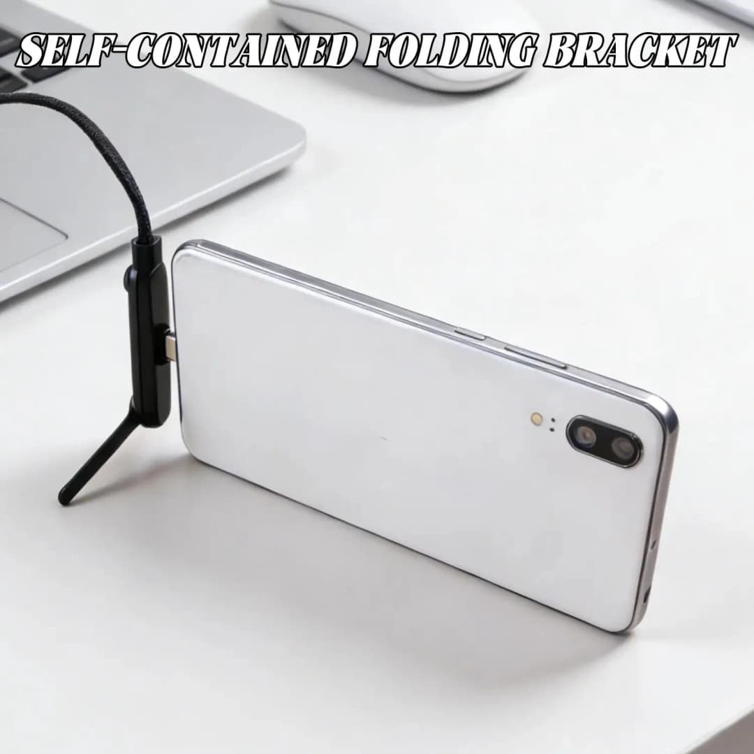شاحن هاتف جانبي من ASUS بقدرة 65 واط للشحن السريع، مع حامل هاتف مدمج وكابل شحن قابل للطي من نوع USB A-Type-C - 5