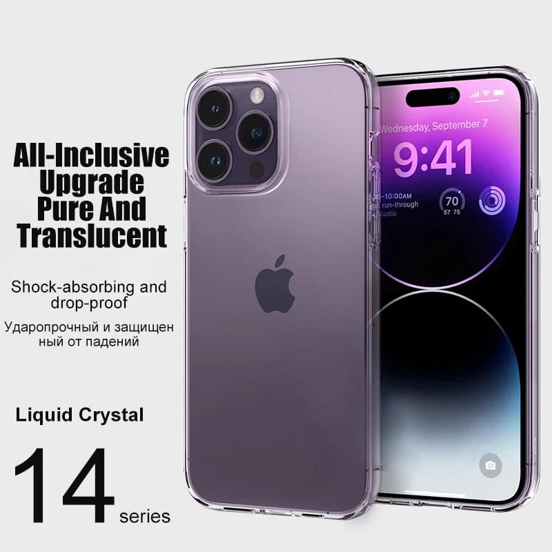 غطاء فاخر شفاف من السيليكون لهواتف iPhone 16 و15 و14 و13 و12 و11 Pro Max وXR وX وXS و7 و8 Plus، غطاء خلفي شفاف مقاوم للصدمات - 2