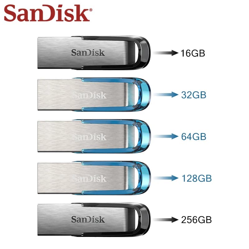 SanDisk Ultra Flair USB3.0 Flash Drive CZ73، عصا ذاكرة عالية السرعة، بسعة 16 جيجابايت و32 جيجابايت و64 جيجابايت و128 جيجابايت و256 جيجابايت و512 جيجابايت، U Disk للكمبيوتر - 2