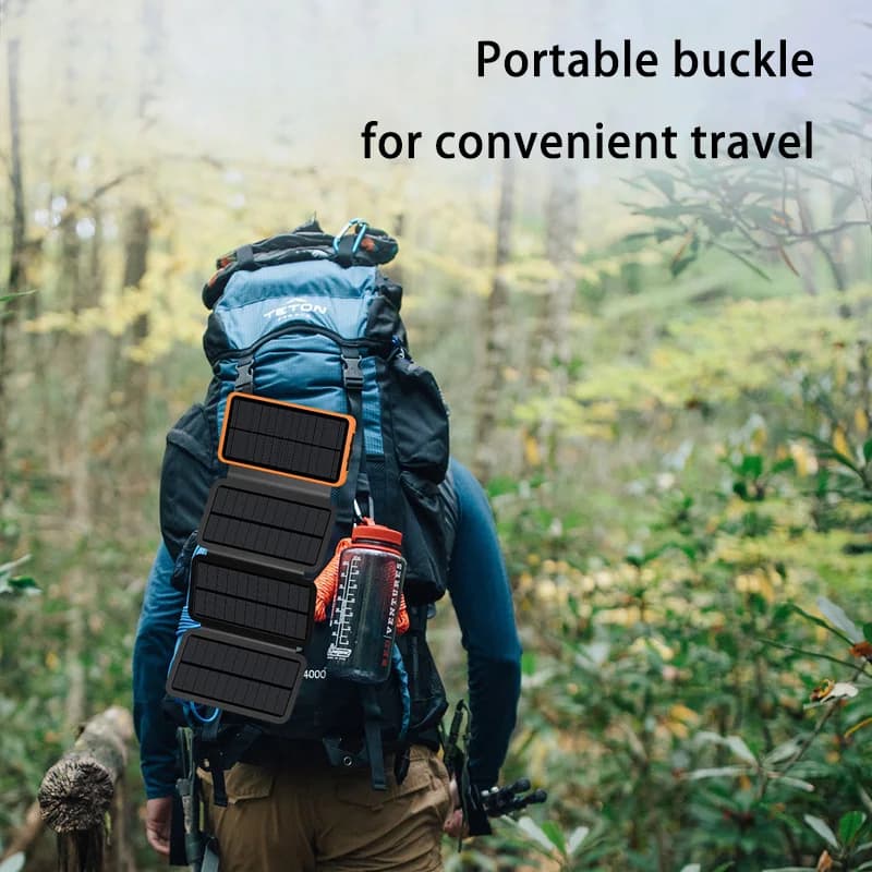 شاحن محمول يعمل بالطاقة الشمسية سعة 500000 مللي أمبير، شحن فائق السرعة 120 واط مع كشاف، بطارية خارجية لهواتف آيفون وهواوي - 5